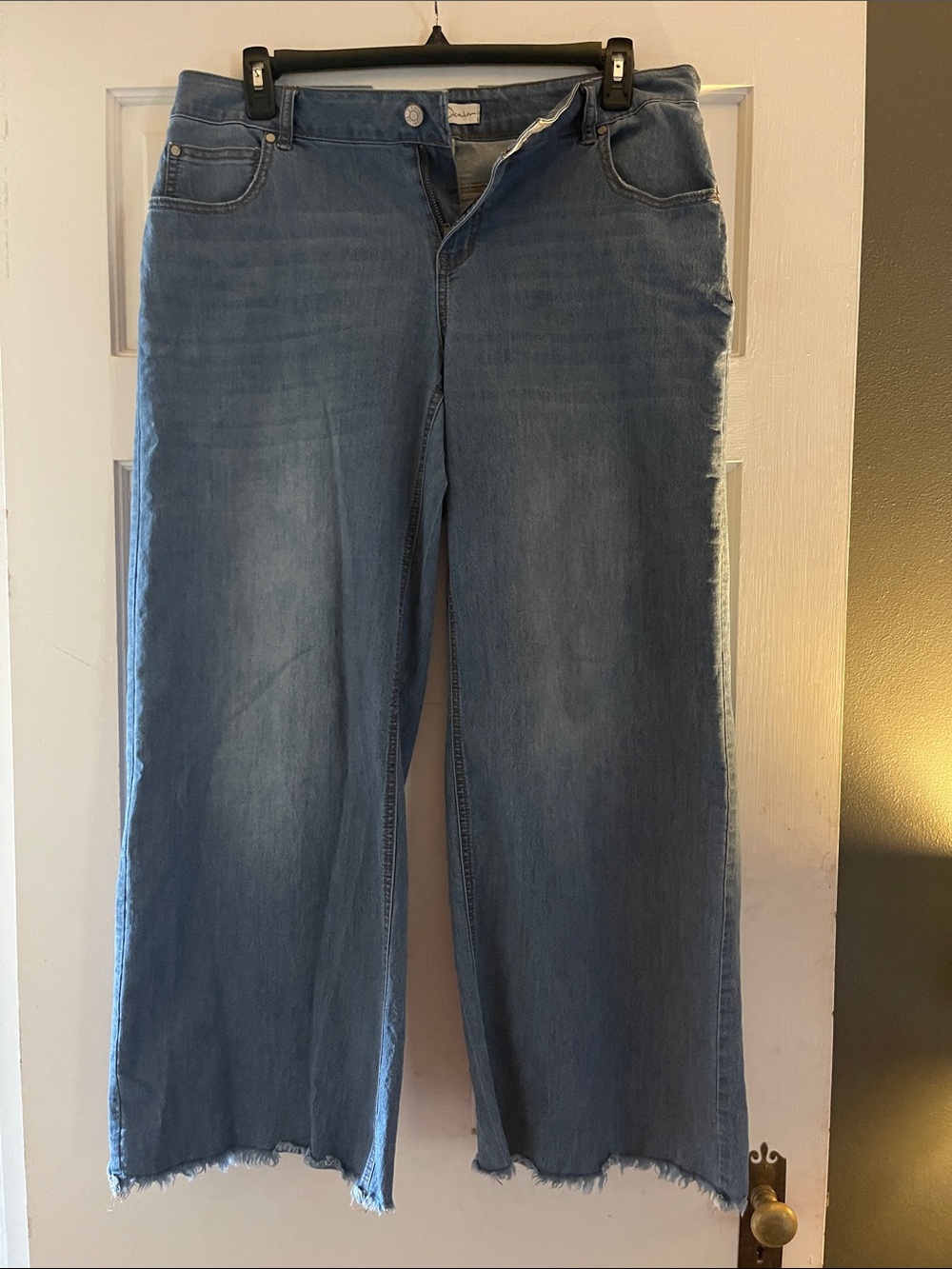 Cato Light Blue Wide-Leg Raw Hem Jeans